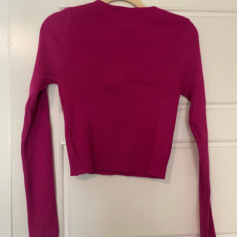 Pink Rose Women's Deep V-Neck Ribbed Knit Top - Pink - Picture 4 of 4